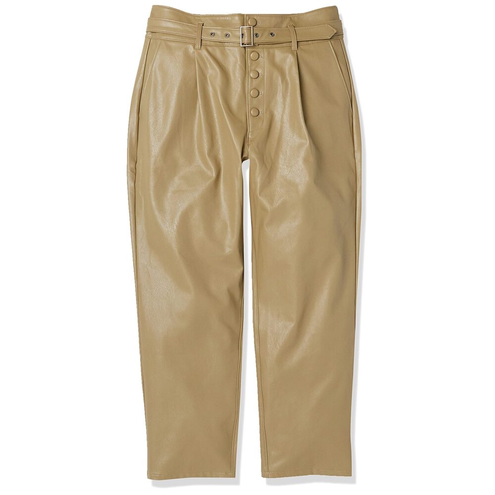 5564 Women's Maria Pant Vegan Leather Self Belt Exposed Button Fly In Dark